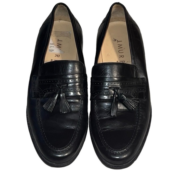 J. Murphy by Johnston & Murphy black leather tassels dress loafers Sz 8 1/2 - Picture 1 of 8